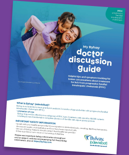 My Bylvay Doctor Discussion Guide for people living with PFIC downloadable tool.